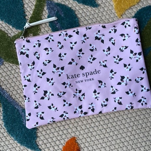 Kate Spade Large Canvas Floral Print Zip Pouch - Picture 13 of 14